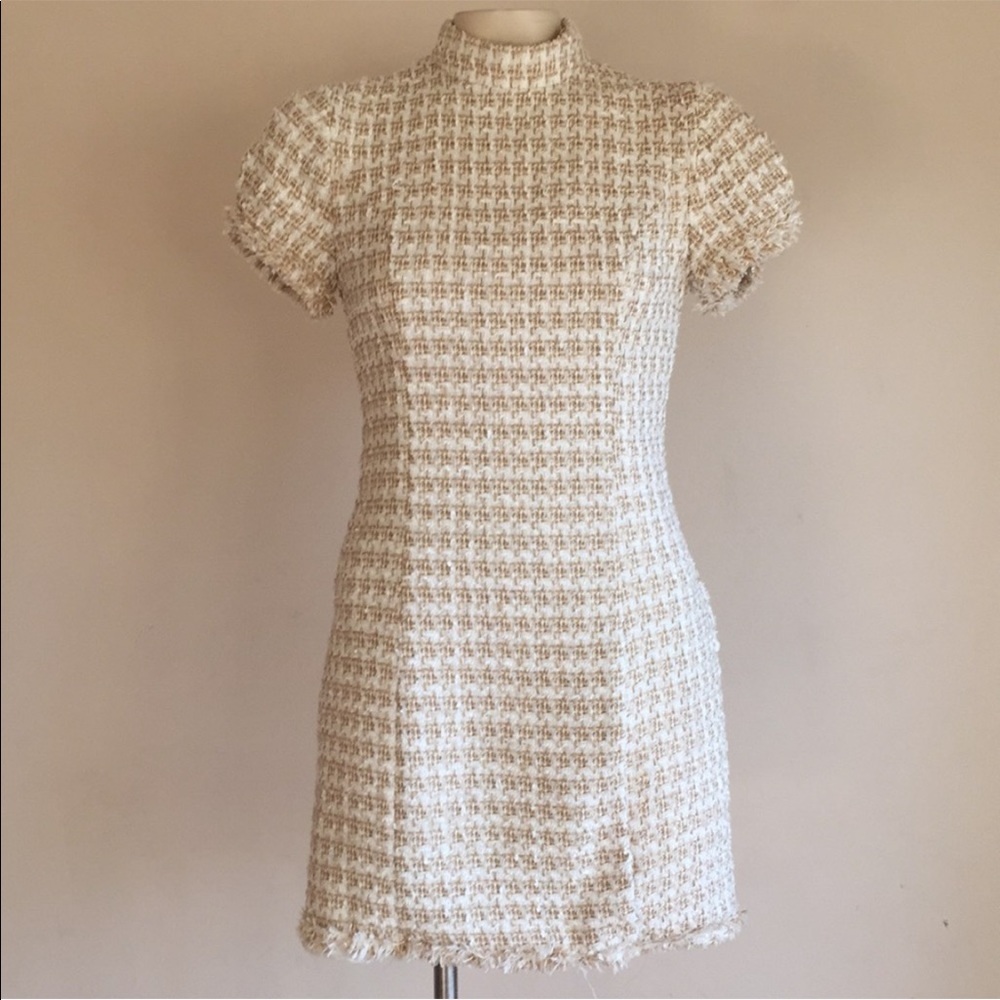Off White Cream Tweed Mini Dress (Worn Once)